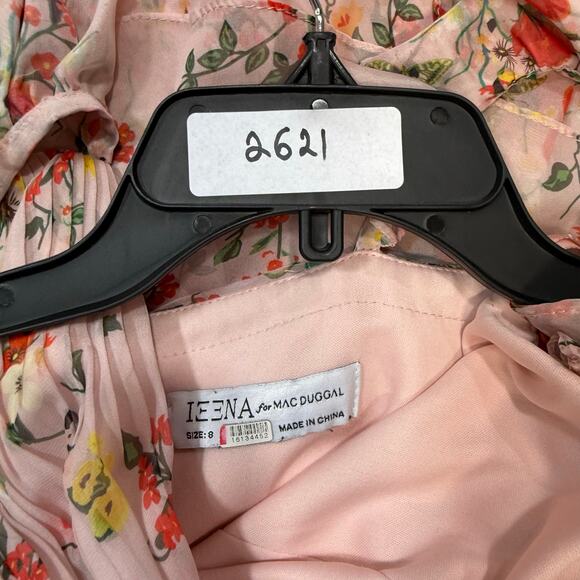 leena for Mac Duggal Pink Ruffled Floral Gown maxi dress size 8 - Picture 2 of 8